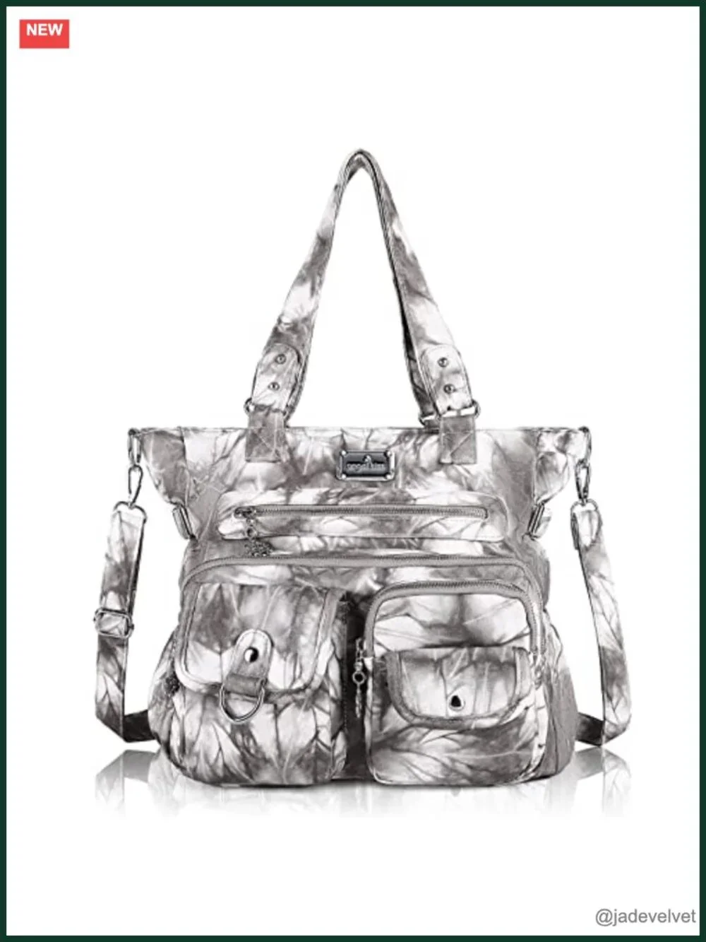 Large Soft PU Leather Hobo Bag with Crossbody Strap, 8 Pockets, Zipper Closure